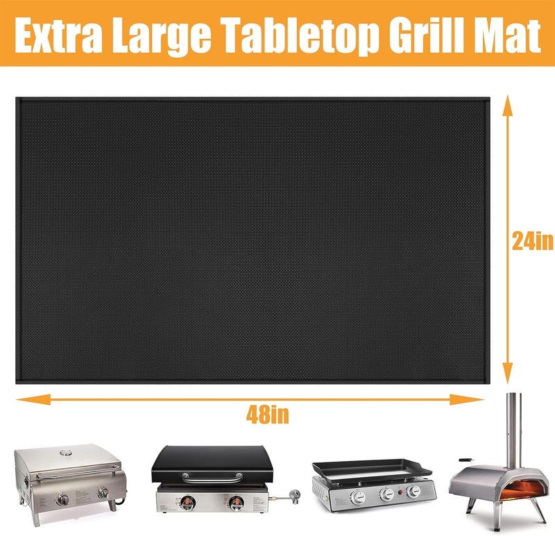 Amerbro 24x48in Heat Resistant Grill Mats for Outdoor Grill to Protect Your Prep Table and Outdoor Grill Table - Fire Proof & Water Proof & Oil Proof BBQ Mat - Black (1mm) - Image 5